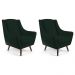 Kit 02 Poltronas Decorativa Fixa Pés de Madeira Juliet D02 Linho Verde C-117 - Lyam Decor