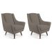 Kit 02 Poltronas Decorativa Fixa Pés de Madeira Juliet D02 Veludo Bege Escuro C-68 - Lyam Decor