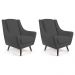 Kit 02 Poltronas Decorativa Fixa Pés de Madeira Juliet D02 Veludo Cinza C-317 - Lyam Decor