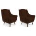 Kit 02 Poltronas Decorativa Fixa Pés de Madeira Juliet D02 Veludo Marrom C-276 - Lyam Decor