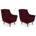 Kit 02 Poltronas Decorativa Fixa Pés de Madeira Juliet D02 Veludo Marsala C-278 - Lyam Decor
