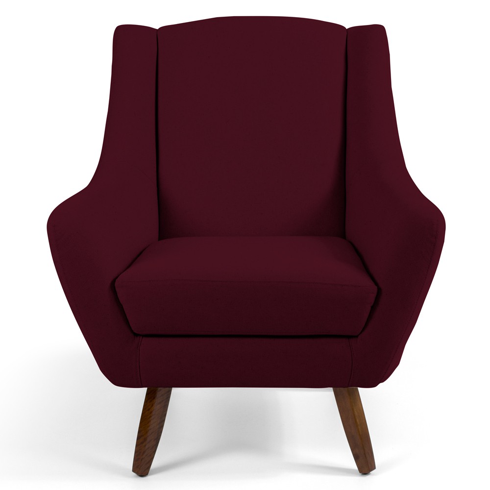 Kit 02 Poltronas Decorativa Fixa Pés de Madeira Juliet D02 Veludo Marsala C-278 - Lyam Decor
