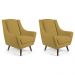 Kit 02 Poltronas Decorativa Fixa Pés de Madeira Juliet D02 Veludo Mostarda C-279 - Lyam Decor