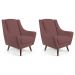 Kit 02 Poltronas Decorativa Fixa Pés de Madeira Juliet D02 Veludo Rosê C-305 - Lyam Decor