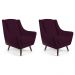 Kit 02 Poltronas Decorativa Fixa Pés de Madeira Juliet D02 Veludo Roxo Grape C-292 - Lyam Decor