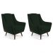 Kit 02 Poltronas Decorativa Fixa Pés de Madeira Juliet D02 Veludo Verde C-303 - Lyam Decor