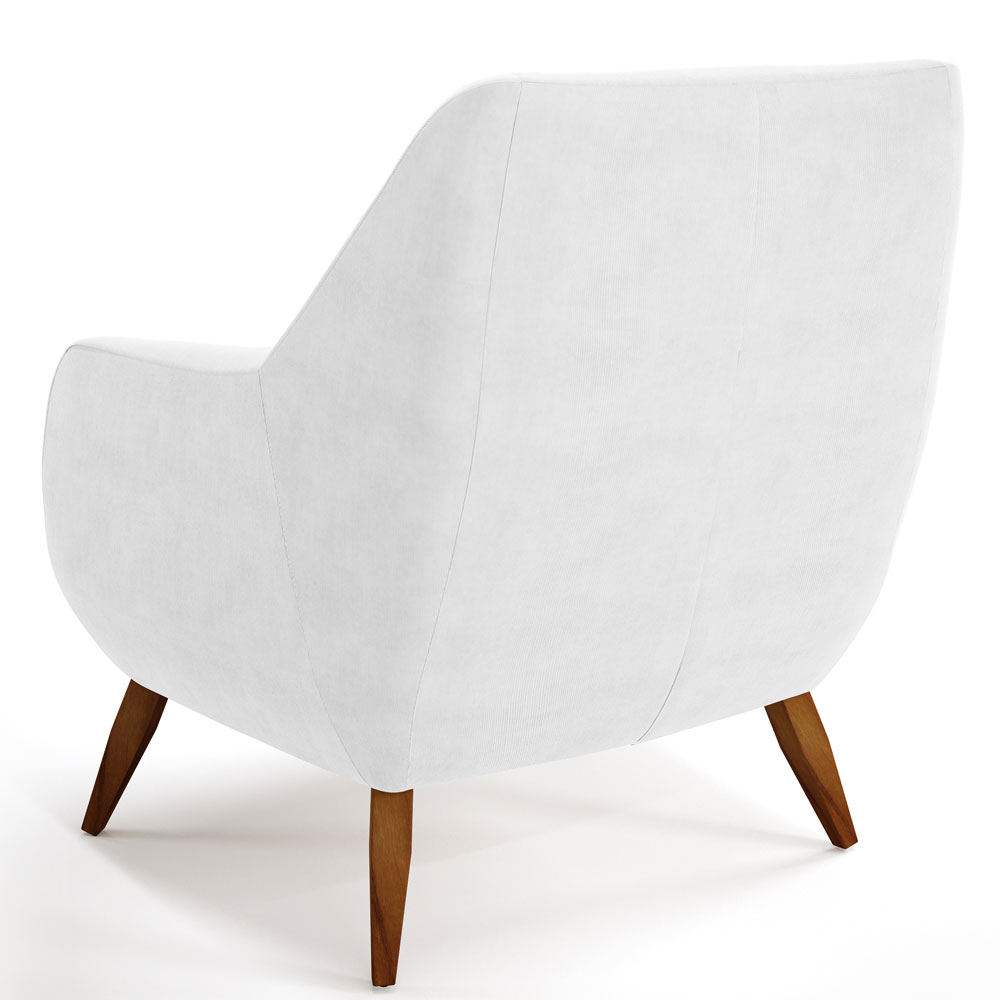 Kit 02 Poltronas Decorativa Fixa Pés de Madeira Paloma D02 Corano Branco C-12 - Lyam Decor