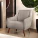 Kit 02 Poltronas Decorativa Fixa Pés de Madeira Paloma D02 Linho Bege C-107 - Lyam Decor