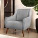 Kit 02 Poltronas Decorativa Fixa Pés de Madeira Paloma D02 Linho Cinza D-315 - Lyam Decor