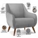 Kit 02 Poltronas Decorativa Fixa Pés de Madeira Paloma D02 Linho Cinza D-315 - Lyam Decor