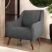 Kit 02 Poltronas Decorativa Fixa Pés de Madeira Paloma D02 Linho Cinza Escuro C-416 - Lyam Decor