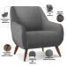 Kit 02 Poltronas Decorativa Fixa Pés de Madeira Paloma D02 Linho Cinza Escuro C-416 - Lyam Decor