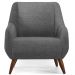 Kit 02 Poltronas Decorativa Fixa Pés de Madeira Paloma D02 Linho Cinza Escuro C-416 - Lyam Decor