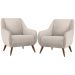 Kit 02 Poltronas Decorativa Fixa Pés de Madeira Paloma D02 Linho Cru C-443 - Lyam Decor