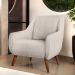 Kit 02 Poltronas Decorativa Fixa Pés de Madeira Paloma D02 Linho Cru C-443 - Lyam Decor