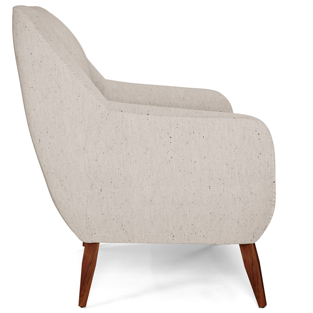 Kit 02 Poltronas Decorativa Fixa Pés de Madeira Paloma D02 Linho Cru C-443 - Lyam Decor