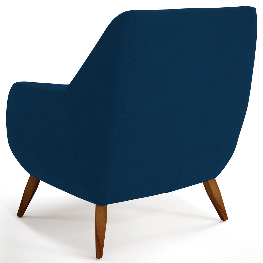 Kit 02 Poltronas Decorativa Fixa Pés de Madeira Paloma D02 Veludo Azul Marinho C-304 - Lyam Decor