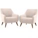 Kit 02 Poltronas Decorativa Fixa Pés de Madeira Paloma D02 Veludo Bege C-309 - Lyam Decor