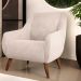 Kit 02 Poltronas Decorativa Fixa Pés de Madeira Paloma D02 Veludo Bege C-309 - Lyam Decor