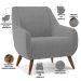 Kit 02 Poltronas Decorativa Fixa Pés de Madeira Paloma D02 Veludo Cinza C-317 - Lyam Decor