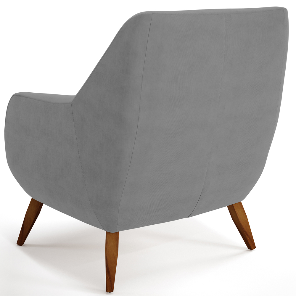 Kit 02 Poltronas Decorativa Fixa Pés de Madeira Paloma D02 Veludo Cinza C-317 - Lyam Decor