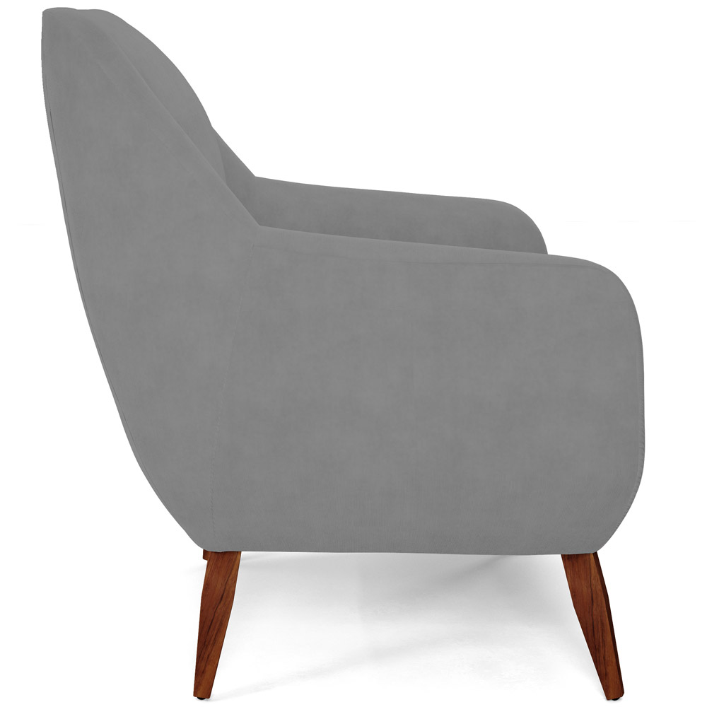 Kit 02 Poltronas Decorativa Fixa Pés de Madeira Paloma D02 Veludo Cinza C-317 - Lyam Decor