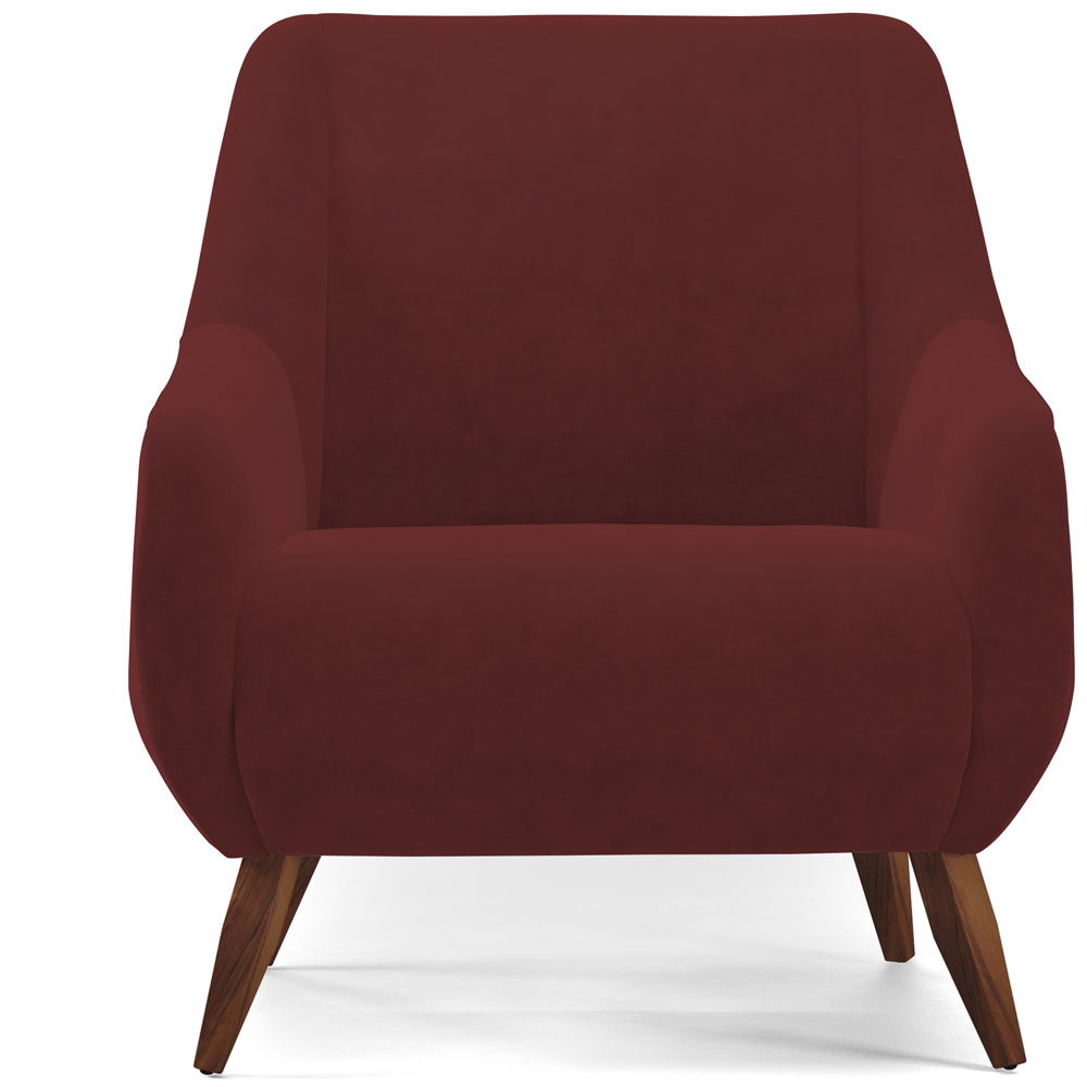 Kit 02 Poltronas Decorativa Fixa Pés de Madeira Paloma D02 Veludo Marsala C-278 - Lyam Decor
