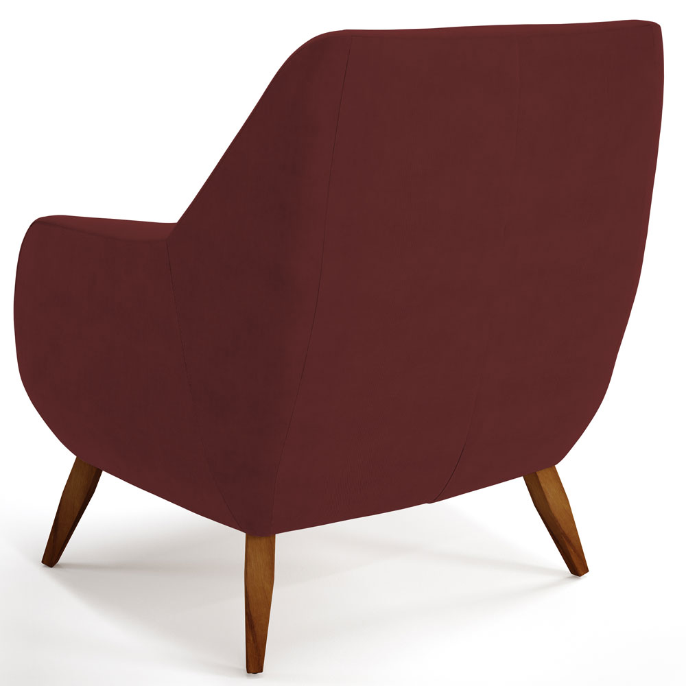 Kit 02 Poltronas Decorativa Fixa Pés de Madeira Paloma D02 Veludo Marsala C-278 - Lyam Decor