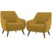 Kit 02 Poltronas Decorativa Fixa Pés de Madeira Paloma D02 Veludo Mostarda C-260 - Lyam Decor