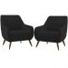 Kit 02 Poltronas Decorativa Fixa Pés de Madeira Paloma D02 Veludo Preto C-300 - Lyam Decor