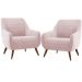 Kit 02 Poltronas Decorativa Fixa Pés de Madeira Paloma D02 Veludo Rosê C-305 - Lyam Decor