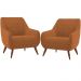 Kit 02 Poltronas Decorativa Fixa Pés de Madeira Paloma D02 Veludo Telha C-262 - Lyam Decor