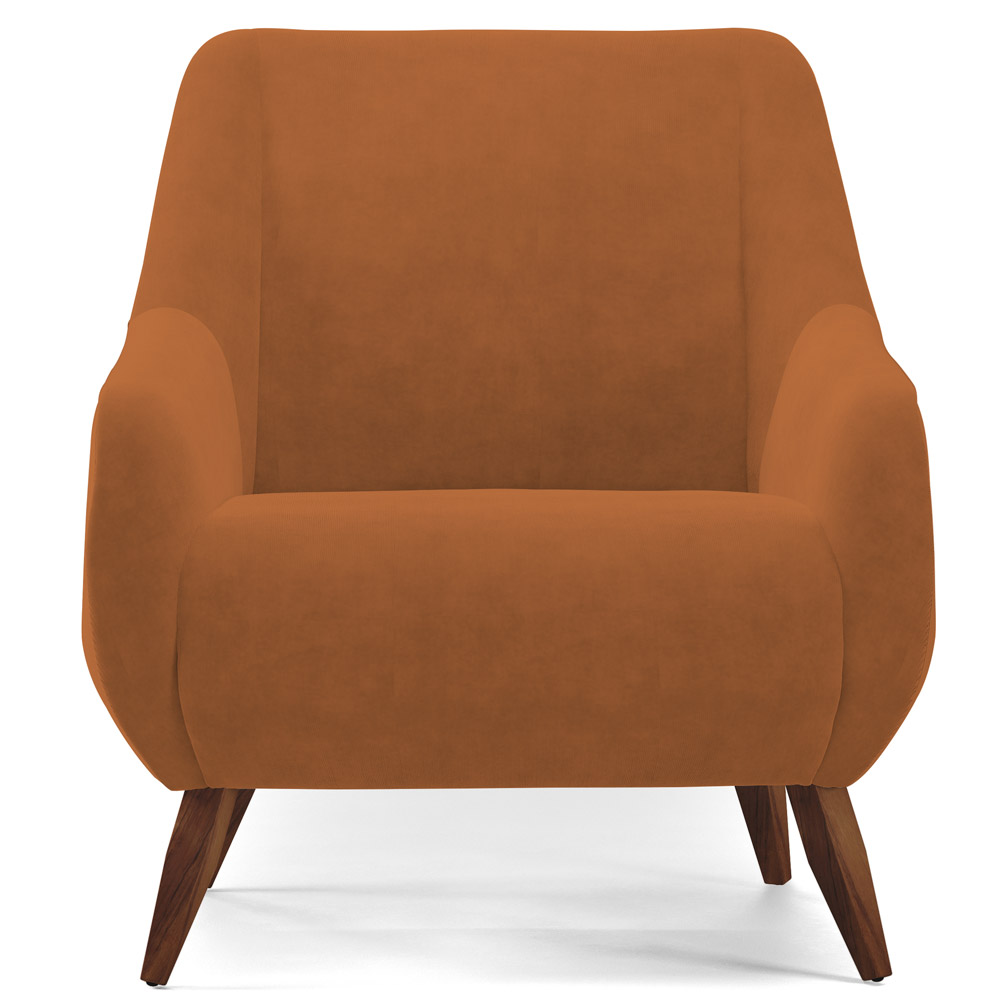 Kit 02 Poltronas Decorativa Fixa Pés de Madeira Paloma D02 Veludo Telha C-262 - Lyam Decor
