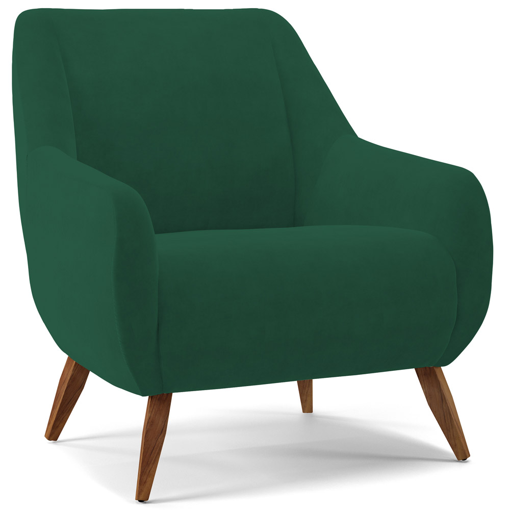 Kit 02 Poltronas Decorativa Fixa Pés de Madeira Paloma D02 Veludo Verde C-303 - Lyam Decor