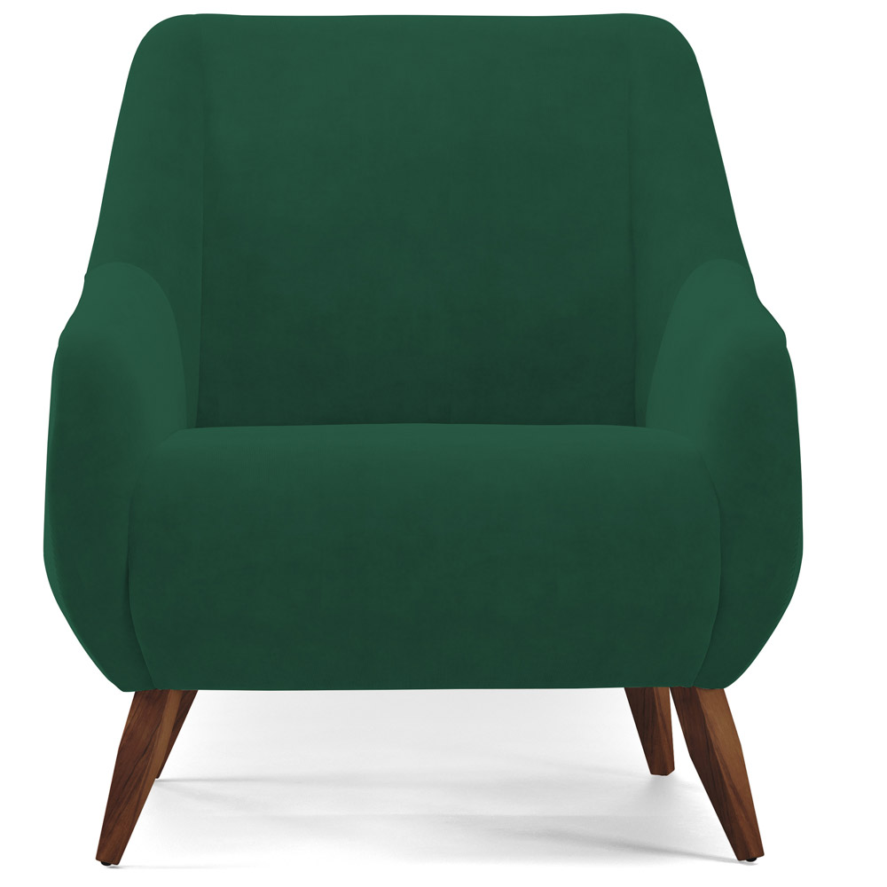 Kit 02 Poltronas Decorativa Fixa Pés de Madeira Paloma D02 Veludo Verde C-303 - Lyam Decor