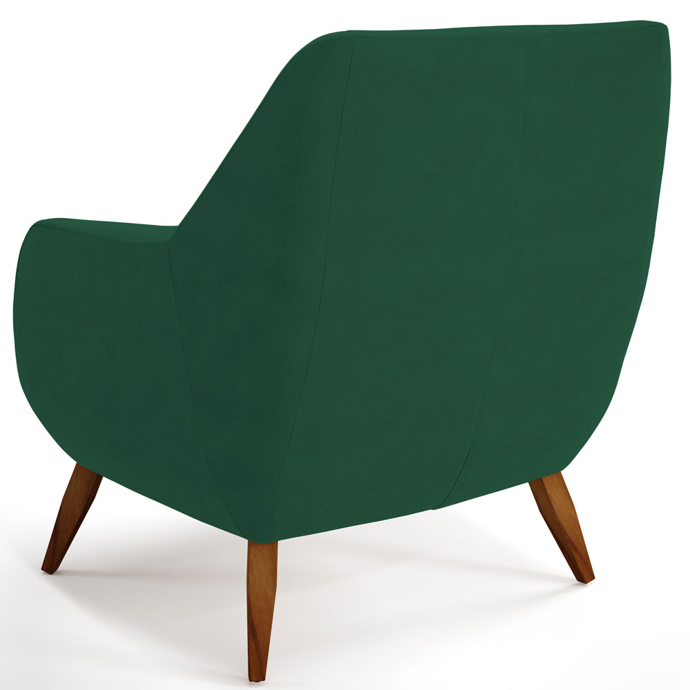 Kit 02 Poltronas Decorativa Fixa Pés de Madeira Paloma D02 Veludo Verde C-303 - Lyam Decor