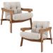 Kit 02 Poltronas Decorativa Fixa Para Sala Living Ikary L02 Canela Linho Cru - Lyam Decor