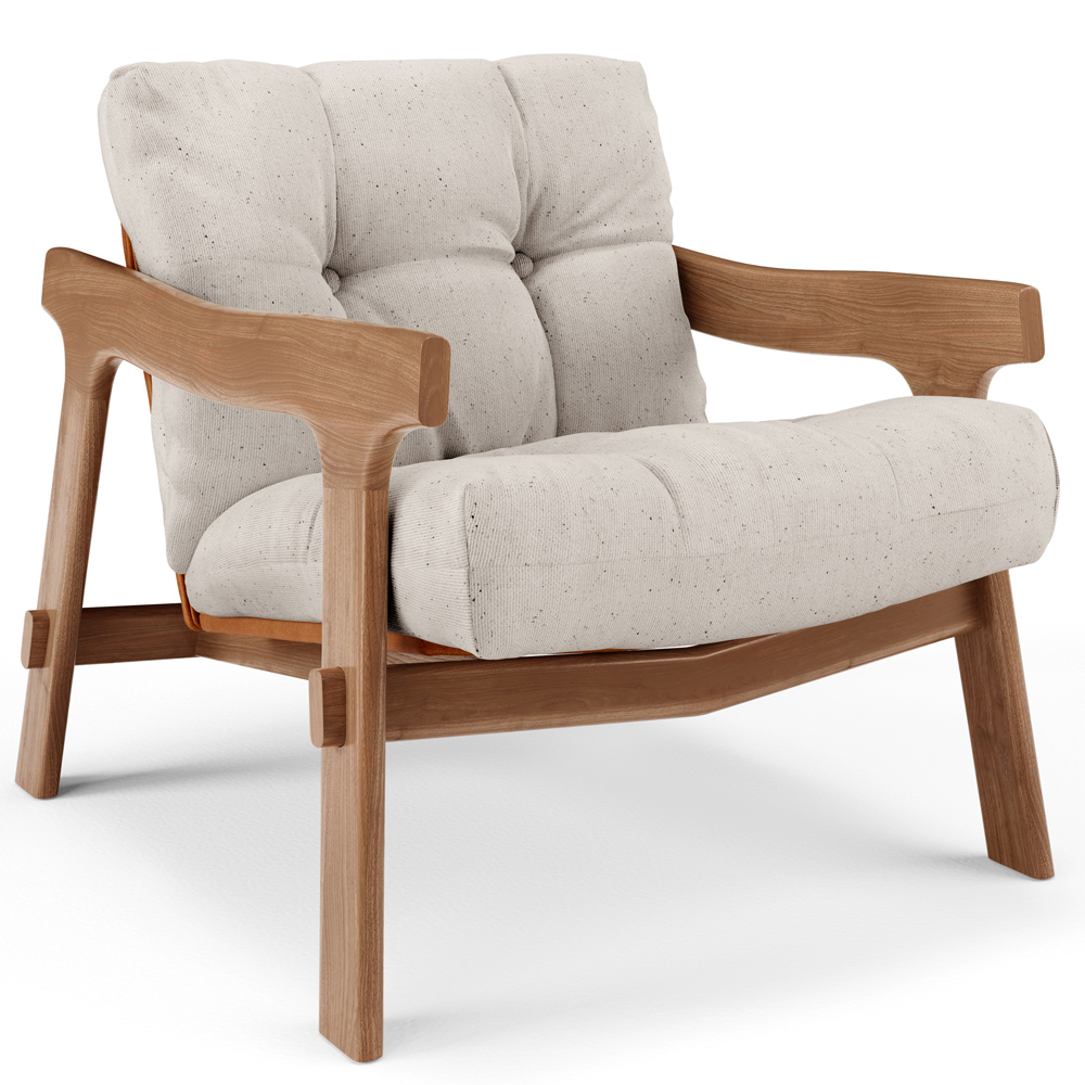Kit 02 Poltronas Decorativa Fixa Para Sala Living Ikary L02 Canela Linho Cru - Lyam Decor