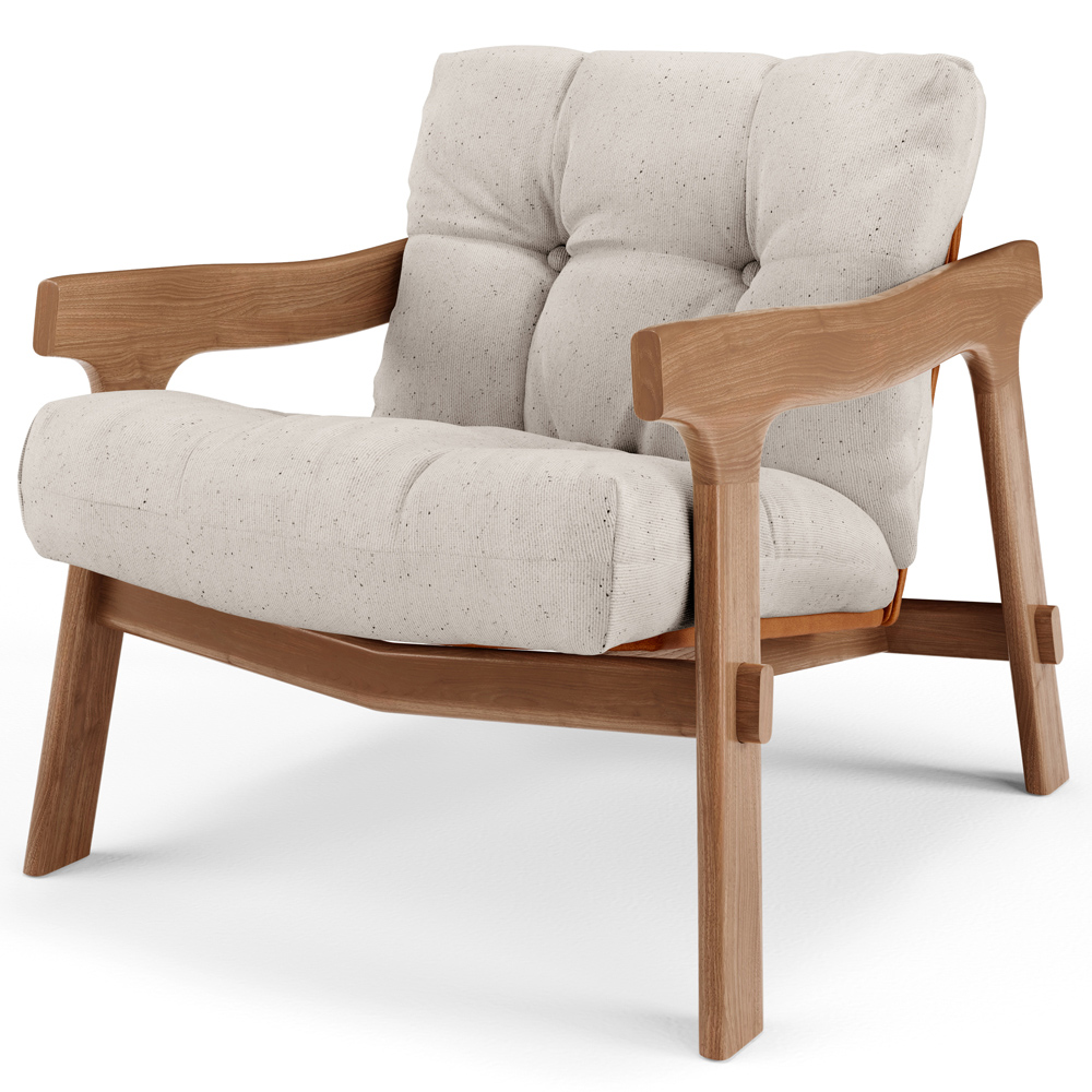 Kit 02 Poltronas Decorativa Fixa Para Sala Living Ikary L02 Canela Linho Cru - Lyam Decor