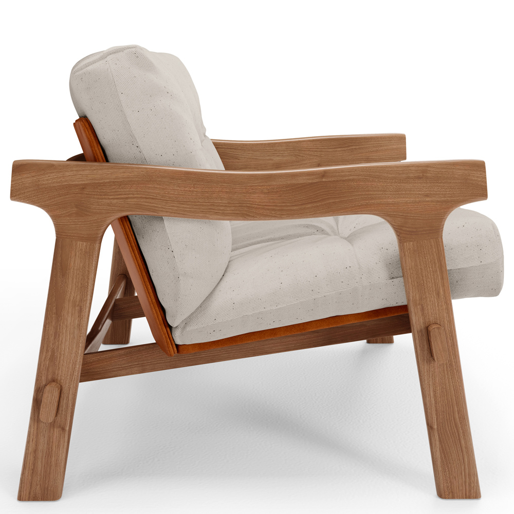 Kit 02 Poltronas Decorativa Fixa Para Sala Living Ikary L02 Canela Linho Cru - Lyam Decor