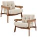 Kit 02 Poltronas Decorativa Fixa Para Sala Living Ikary L02 Canela Linho Palha - Lyam Decor