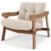 Kit 02 Poltronas Decorativa Fixa Para Sala Living Ikary L02 Canela Linho Palha - Lyam Decor