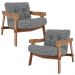 Kit 02 Poltronas Decorativa Fixa Para Sala Living Ikary L02 Canela Pied Poule - Lyam Decor