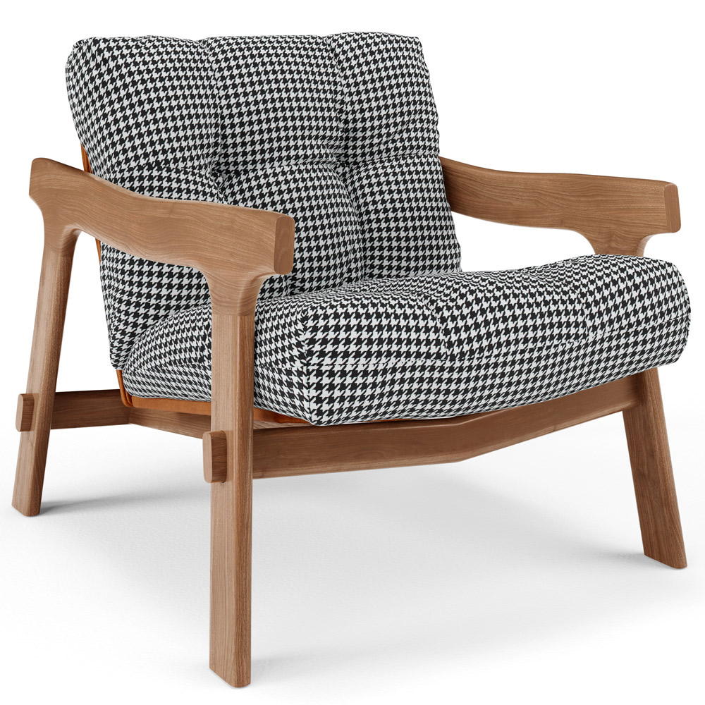 Kit 02 Poltronas Decorativa Fixa Para Sala Living Ikary L02 Canela Pied Poule - Lyam Decor