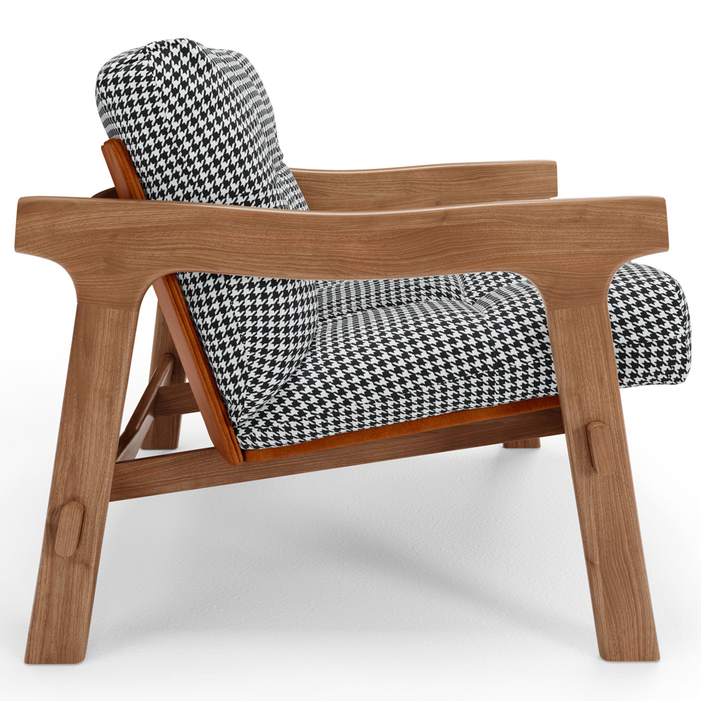 Kit 02 Poltronas Decorativa Fixa Para Sala Living Ikary L02 Canela Pied Poule - Lyam Decor