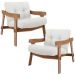 Kit 02 Poltronas Decorativa Fixa Para Sala Living Ikary L02 Canela Prime Bouclê Branco - Lyam Decor