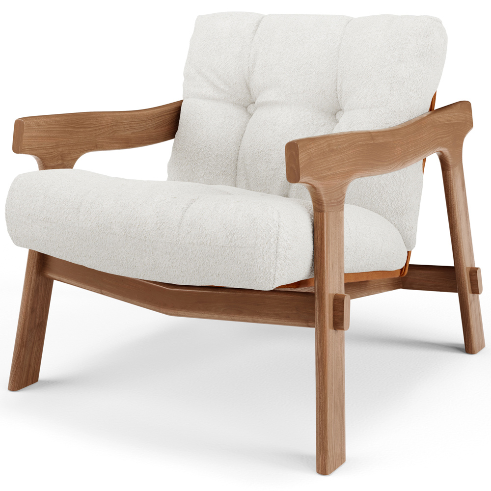 Kit 02 Poltronas Decorativa Fixa Para Sala Living Ikary L02 Canela Prime Bouclê Branco - Lyam Decor