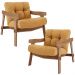 Kit 02 Poltronas Decorativa Fixa Para Sala Living Ikary L02 Canela Prime Bouclê Mostarda - Lyam Decor