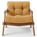 Kit 02 Poltronas Decorativa Fixa Para Sala Living Ikary L02 Canela Prime Bouclê Mostarda - Lyam Decor