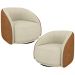 Kit 02 Poltronas Decorativa Giratória Angelina M03 Bouclê Bege Couríssimo Whisky - Lyam Decor